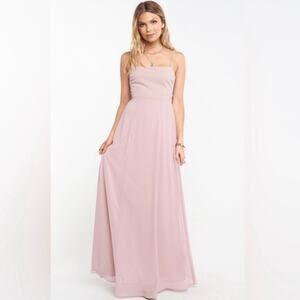 show me your mumu lauren tie maxi dress neutral mauve chiffon women small